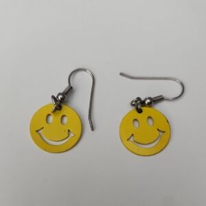 Yellow Smiley Face Dangle Earrings